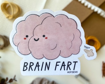 Brain Fart Sticker, Funny Science Sticker, Anatomy Sticker, Brain Sticker, Scientist, Doctor, Medical, Medical Student, Nursing Student, ICU