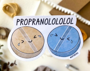 Propranolol Sticker, Funny Medical Sticker, Pill Sticker, Pharmacist, Doctor, Nurse, Pharmacy Student, Medical Student, Nursing Student, ICU