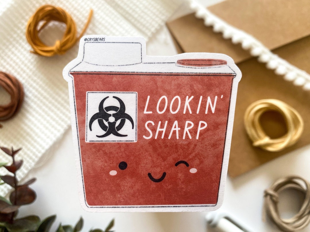 Stay Sharp Sticker, Sharps Container Sticker, Medical Sticker, Nurse, Doctor, Biology, Lab