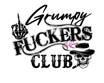 Grumpy Fuckers Club hat and middle finger high quality PNG for sublimation