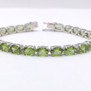 Natural Gemstone, Peridot, Tennis Bracelet, Fine Silver, Women Jewellery.