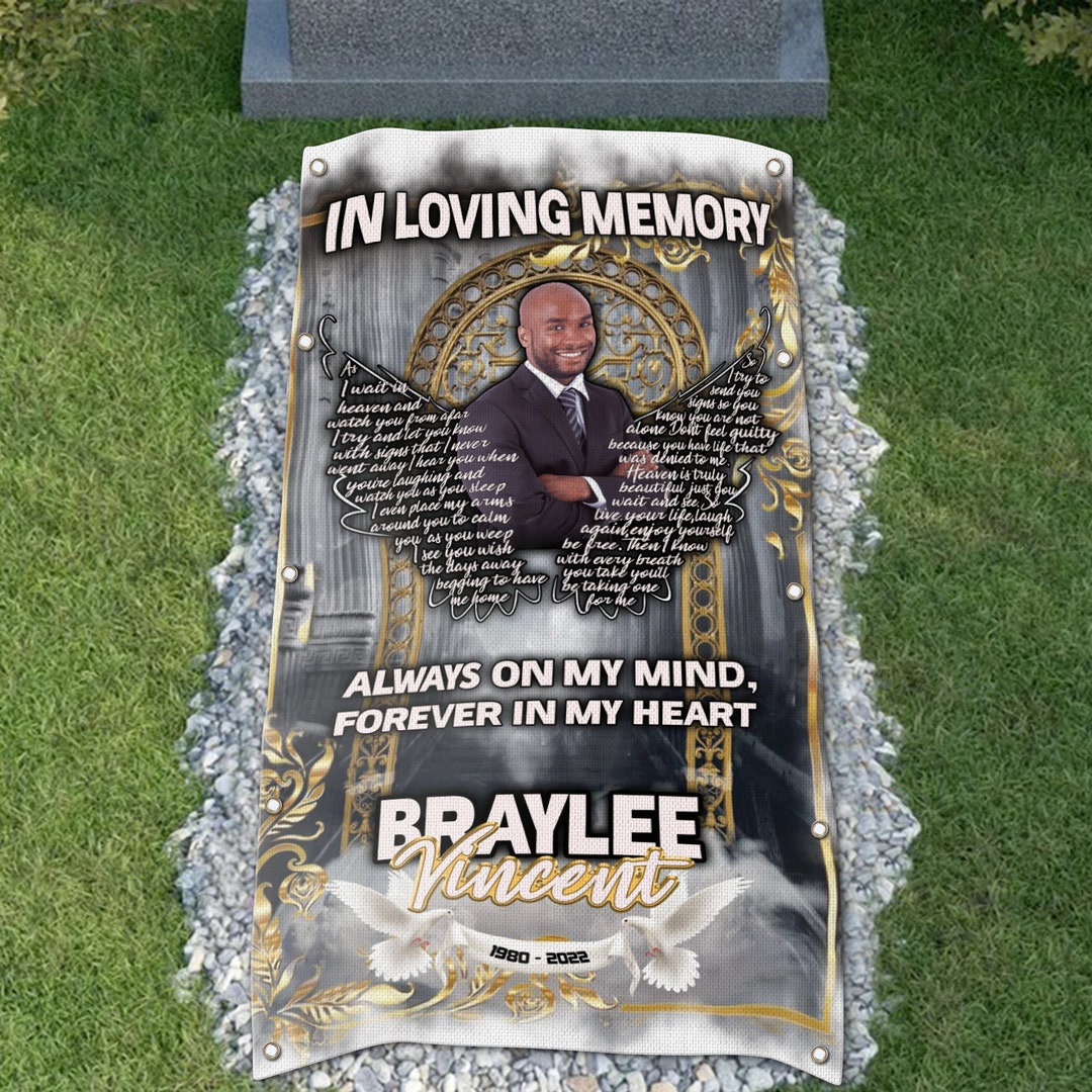 44memory Custom Memorial Grave Photo Name Blanket, Personalized Memory Blanket For Loss Of Loved Ones In Heaven, 4x8ft