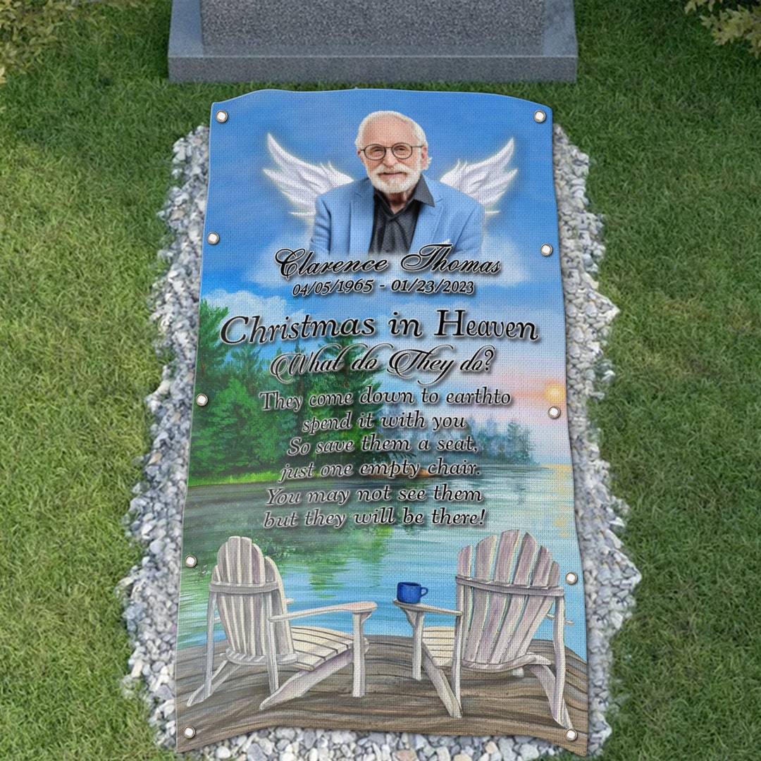 Custom Christmas Memorial Grave Blanket. Christmas in Heaven Etsy