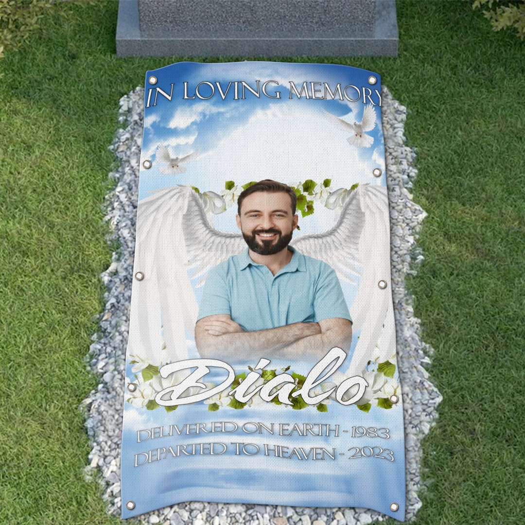 44memory Custom Memorial Grave Photo Name Blanket, Personalized Memory Blanket For Loss Of Loved Ones In Heaven, 4x8ft