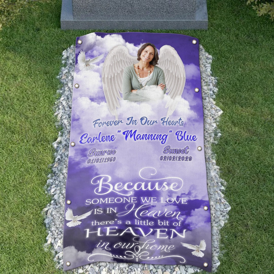 Custom Memorial Grave Blanket. Forever in Our Hearts. Personalized
