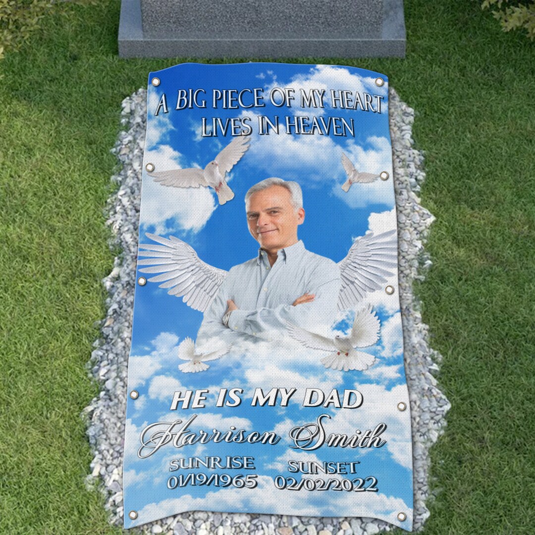 Custom Memorial Grave Blanket. A Big Piece of My Heart Lives in Heaven