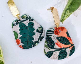 Boucles d'oreilles plante d'intérieur | Boucles d'oreilles feuille de Monstera | Boucles d'oreilles modernes | Cadeaux pour mamans végétales | Boucles d'oreilles tendance | Cadeau pour amoureux des plantes |