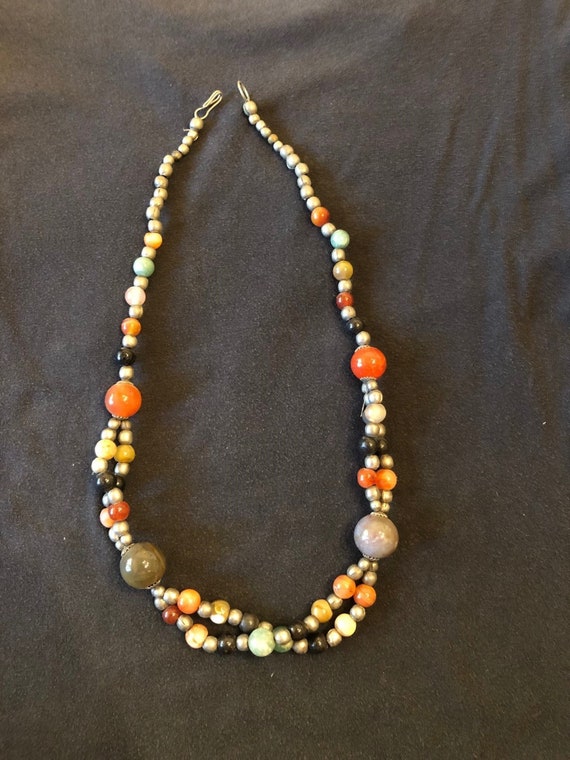 Necklace, colorful beaded Nepalese, large and smal