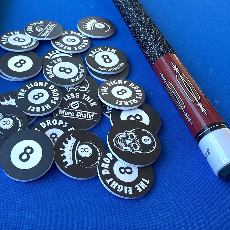 💖Buy 2 Free Shipping💖 Personalized Pool pocket marker for game winning shots in 8 ball pool game.  Perfect billiard player, team or league gift.  Several pool-themed designs.