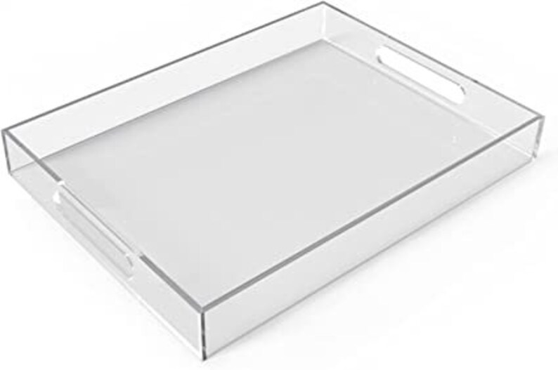 Clear Acrylic Serving Tray With Handles, Personalized Coffee Table Tray