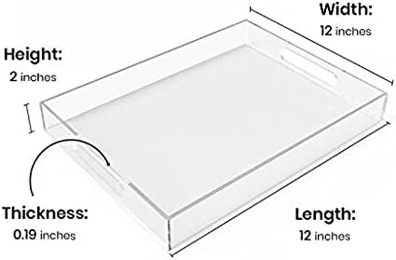 Clear Acrylic Serving Tray With Handles, Personalized Coffee Table Tray