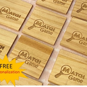 Juego de combinación de madera, juego de memoria para niños pequeños, grabado personalizado, juguetes de aprendizaje, habilidades motoras, alfabeto, vocabulario, animales, seguro para bebés
