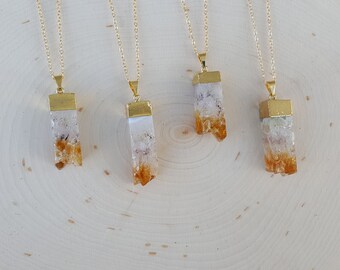Raw Citrine Crystal Necklace Citrine Pendant