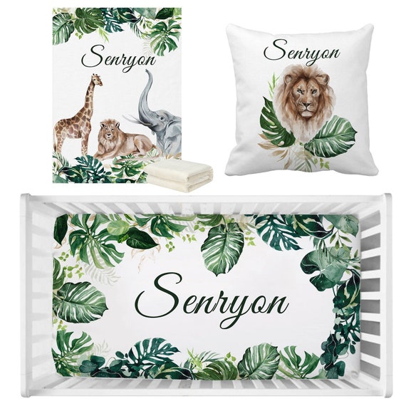 Jungle Safari Baby Boy Personalised Cot Crib Bedding Set Lion Etsy