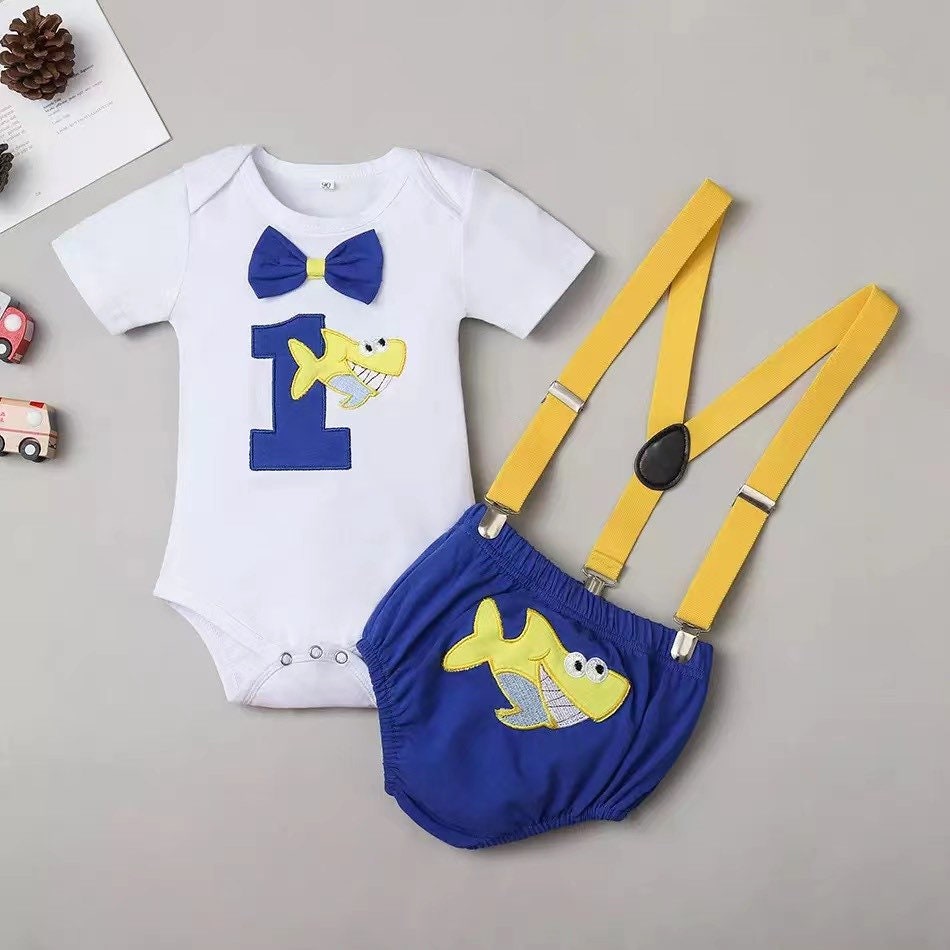 Baby Boy Shark 1st Birthday Outfit One Baby Shark Outfit Fishing