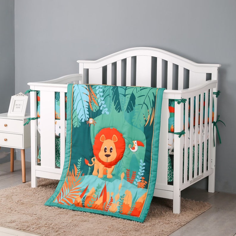 Baby Lion Jungle Theme Cot Crib Bedding Set Fitted Sheet Etsy
