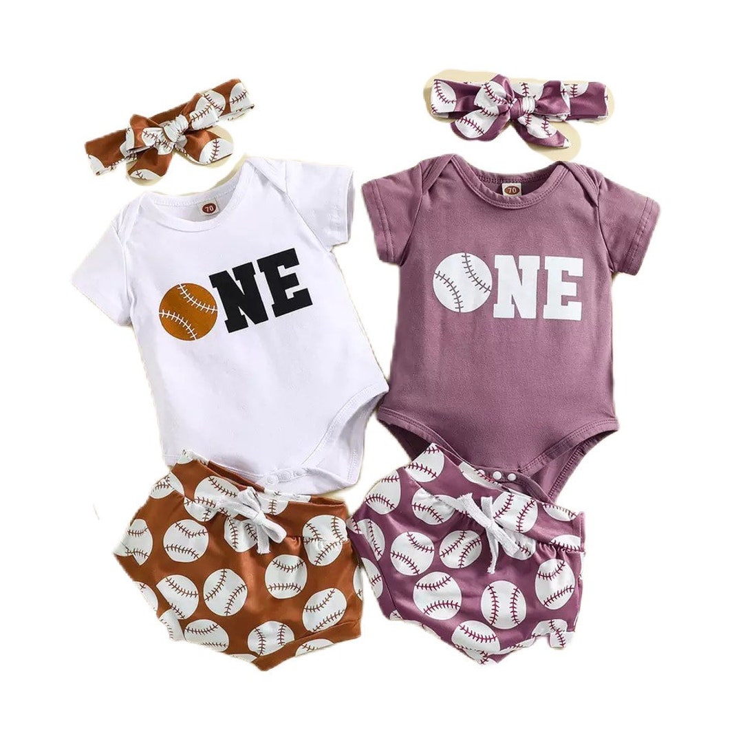 Baseball Fan Baby Girl 1st Birthday Outfit Baseball Pitcher Etsy