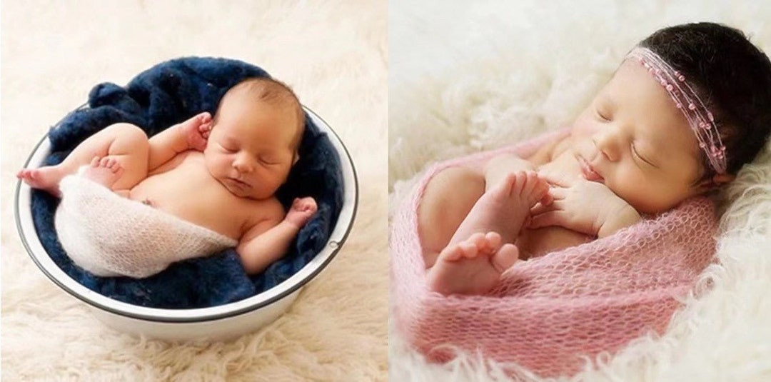 Newborn Baby Photoshoot Swaddle Wrap Pink Grey Baby Photo Prop Etsy