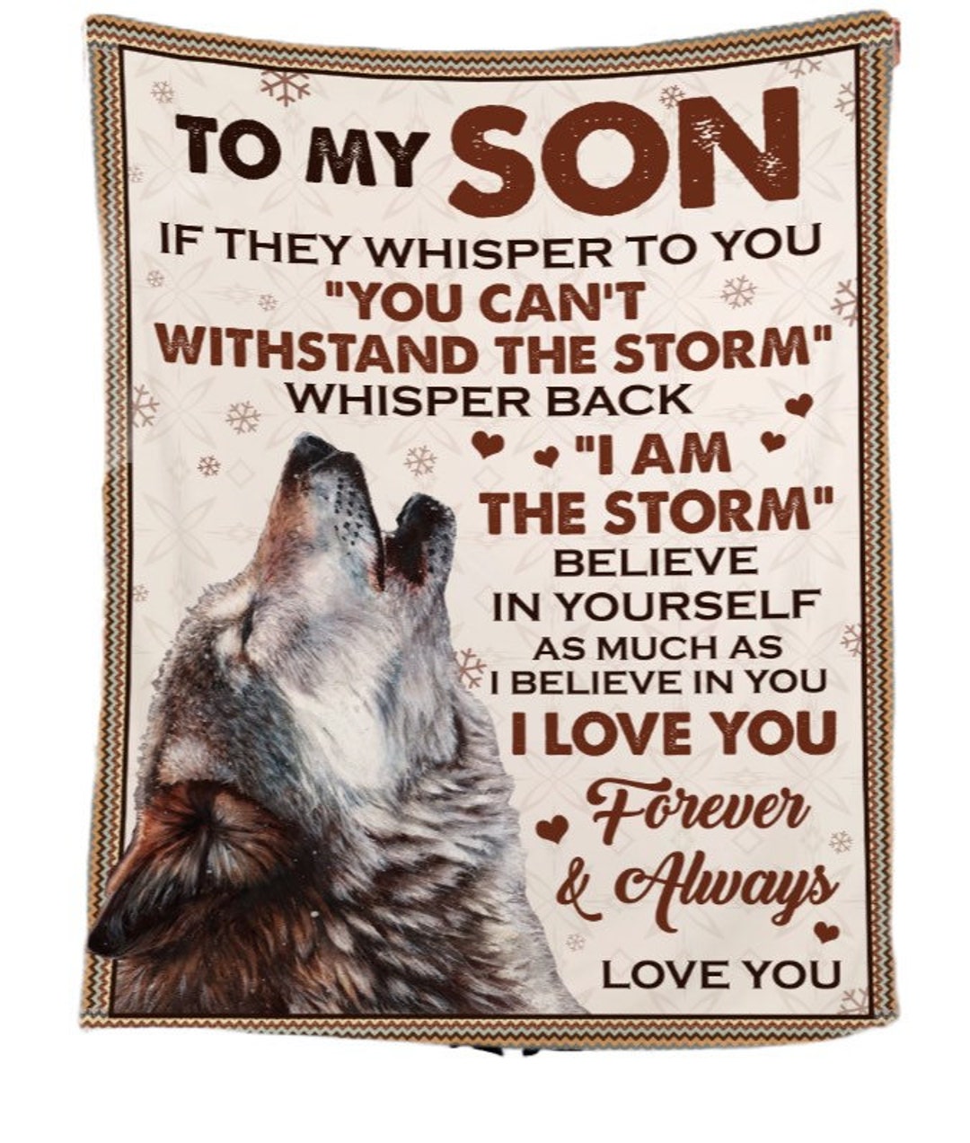 To My Son Letter Blanket From Mom Dad Motivational Gift Wolf Etsy