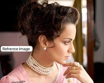5-Layer Pearl Choker Necklace Set | Indian Bridal Wedding Statement Jewelry