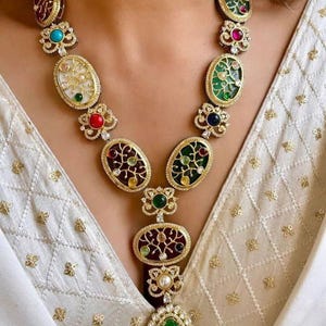 Emerald Green Kundan Necklace Set: Sabyasachi Inspired Indian Wedding Jewelry