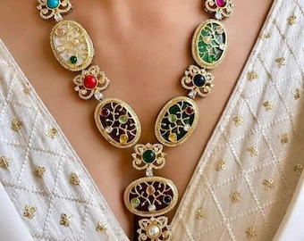 Emerald Green Kundan Necklace Set: Sabyasachi Inspired Indian Wedding Jewelry