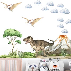 Dinosaur Wall Decals: T-Rex, Volcano, Pterodactyl dinosaur wall stickers