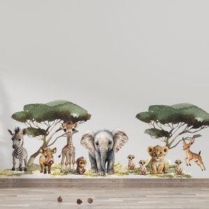 safari nursery decor, safari wall decal, nursery wall decals, peel and stick wall decals nursery room decor
