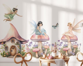 Fairy Wall Stickers | Fairy Wall Decals | Girls Room Decor | Fairy Stickers | Fairy Decor | Girls Room Wall Decals