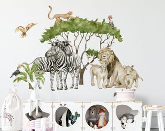 Safari Wall decals, Savanna wall stickers, nursery wall decals,