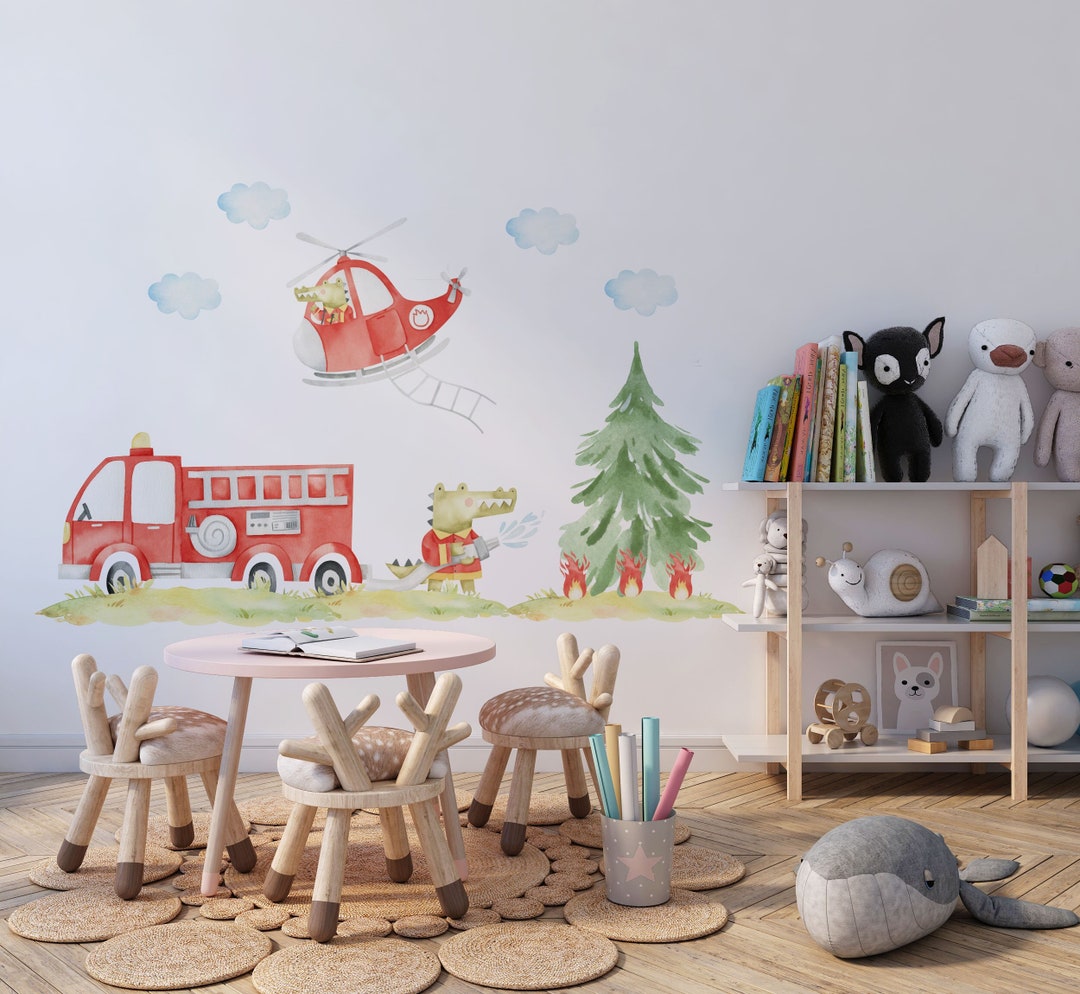 Wall Sticker for Children's Room, Fire Brigade Wall Decals Peel and — free download