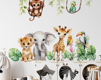 safari nursery wall decals,  safari wall stickers, nursery wall decals, peel and stick wall decals nursery room decor