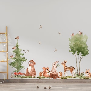 Woodland nursery wall decals, forest decor, nursery wall decals, woodland wall decals, forest decal, rabbit decal,
