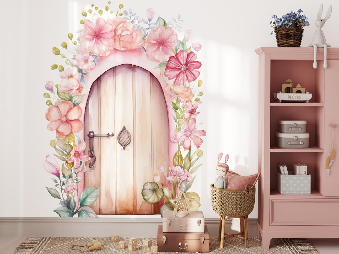 Fairy Door Wall Decal: Floral Pink Door, Girls Room Decor - Etsy UK
