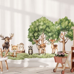 woodland nursery decor, woodland wall stickers, woodland wall decal