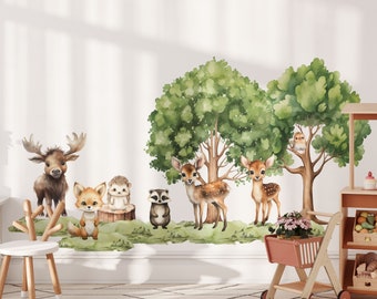woodland nursery decor, woodland wall stickers, woodland wall decal