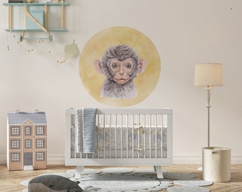 Wandtattoo Affen aus Holz, Safari Dekor für´s Kinderzimmer