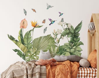 Jungle Wall Decal, Palm Tree Wall Decal, Jungle Leaf Wall Decor, Tropical Wall Decals, Safari Nursery Decor, Kids Room Wall Stickers