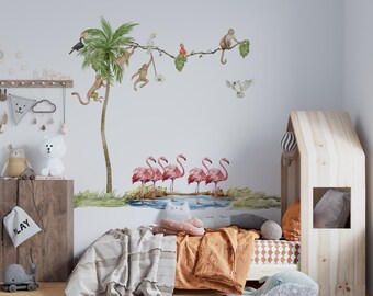 safari nursery decor, Safari Wall Decal Big Set, savanna Wall decal for kids, safari nursery decor, giraffe wall decal, zebra stickers,