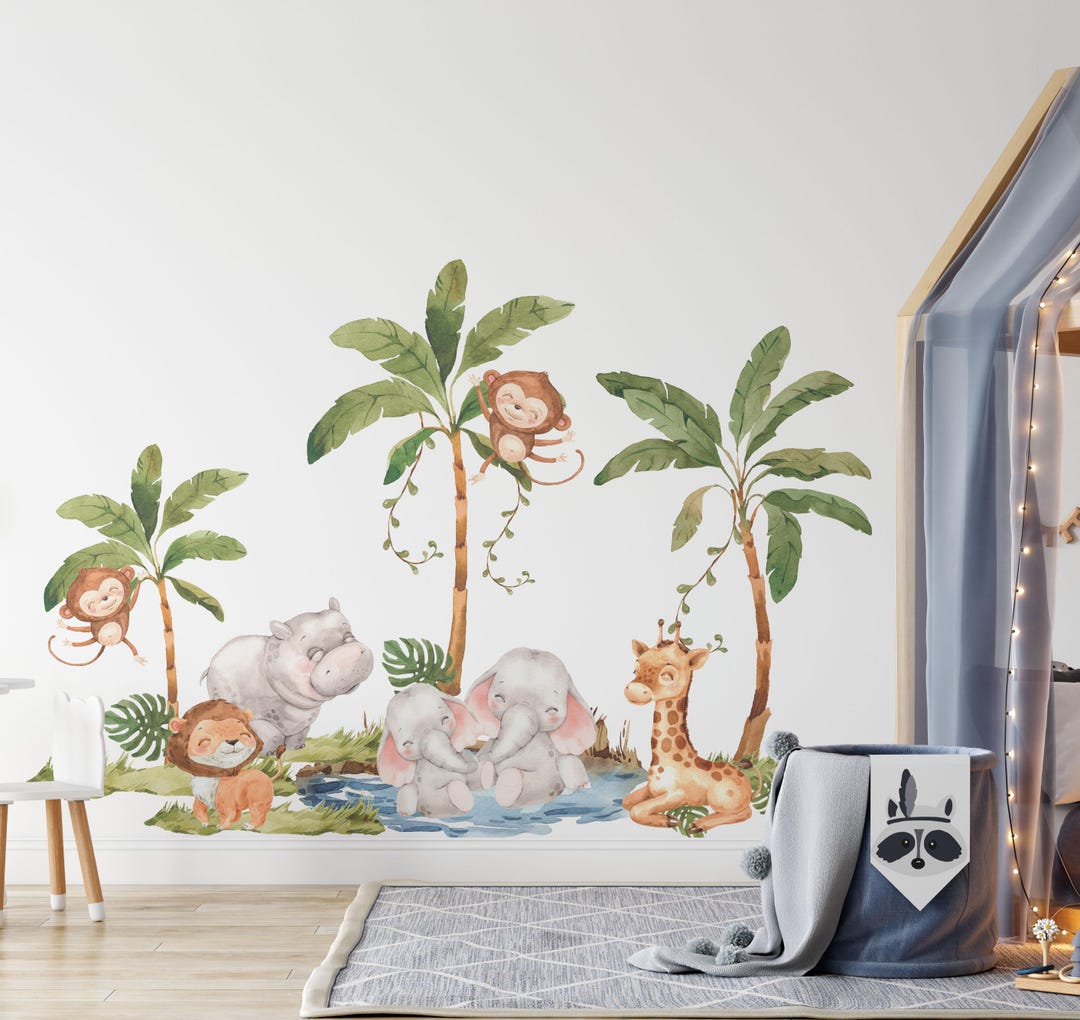 Safari Nursery Wall Decals: Peel and Stick Jungle Animals - Etsy