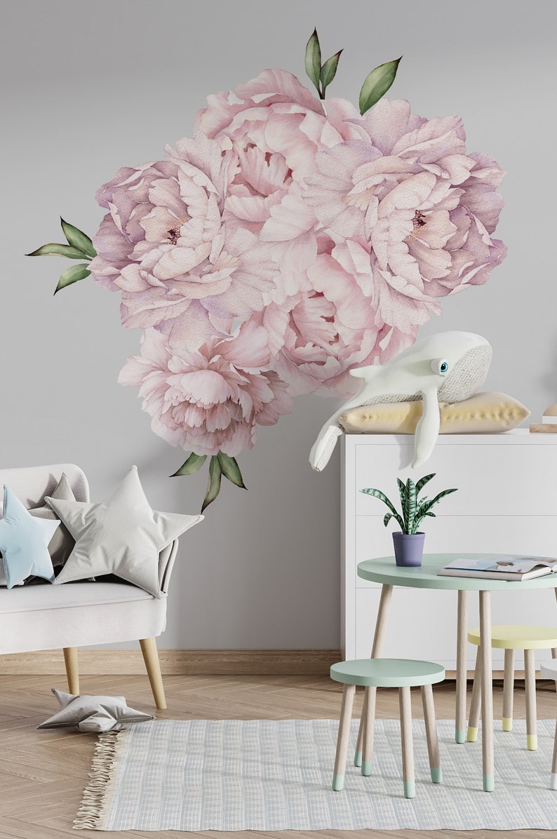 Peony Sticker, Peony Flowers Wall Sticker, Flower Wall Decal, Peonies ...