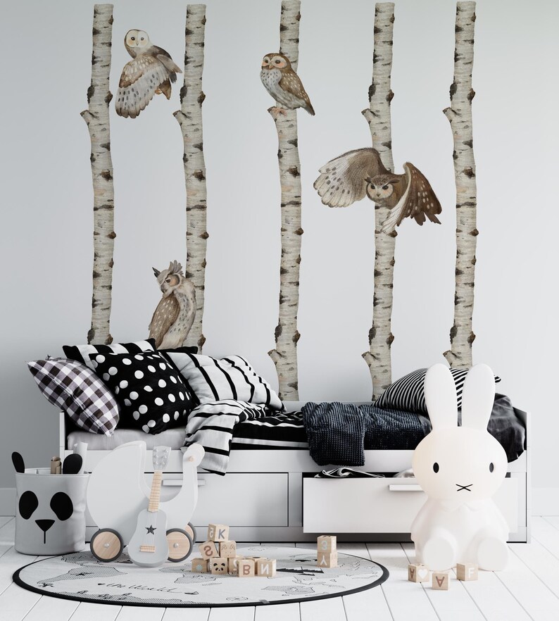 Nursery Birch Tree Decal, Tree Wall Decal, Birch Tree Decor, Birch ...