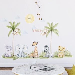 safari nursery decor, safari wall decal,  nursery wall decals, peel and stick wall decals nursery room decor