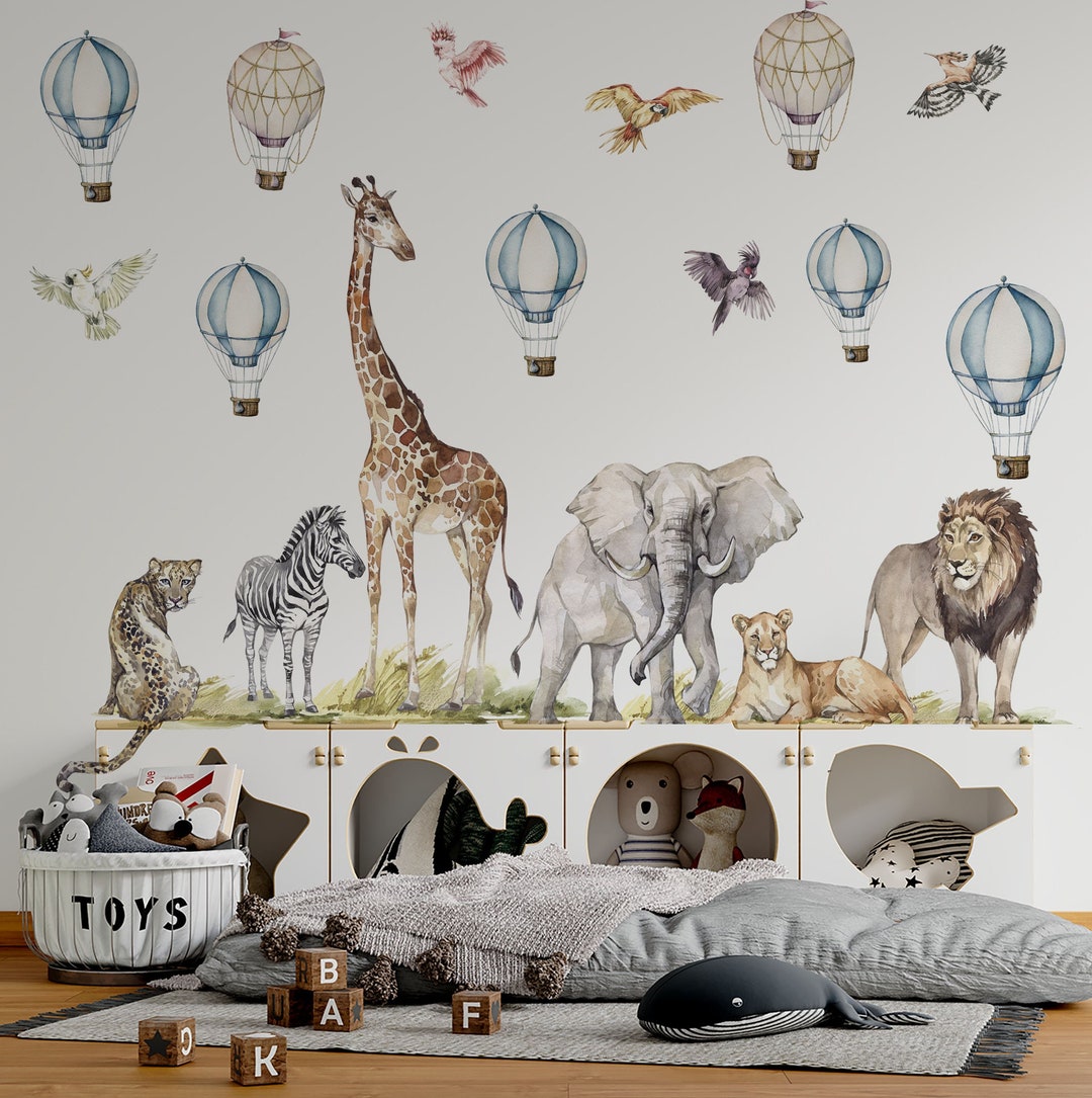 Safari Nursery Decor, Safari Wall Decal Big Set, Jungle Nursery Decor ...