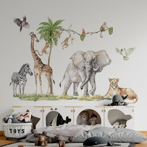 safari wall stickers, safari nursery decor, safari wall decal, jungle wall stickers, jungle wall decal, wall stickers kids, elephant decal