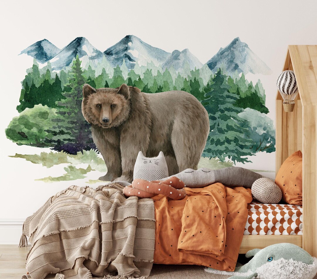 Forest Animals Wall Decals, Woodland Wall Decals for Kids Room, Bear ...