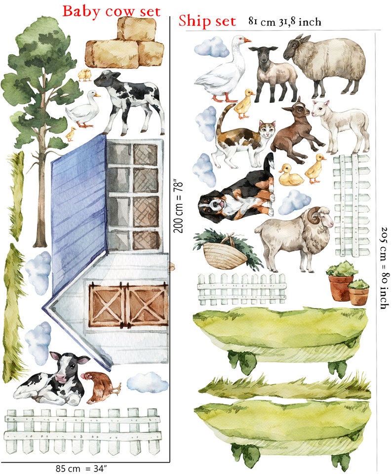 Farm Animal Nursery Decal Farm Animal Nursery Decor Farm Etsy