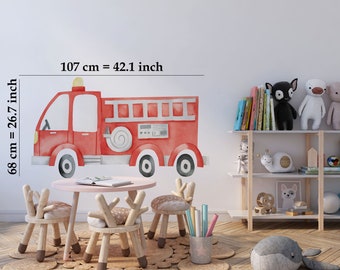BIG fire brigade wall decals peel and stick, nursery wall decals, Wall sticker fire brigade, Children&#39;s Wall Decals