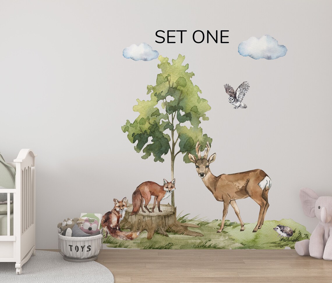 Forest Wall Decal Woodland Wall Decal Woodland Wall Etsy