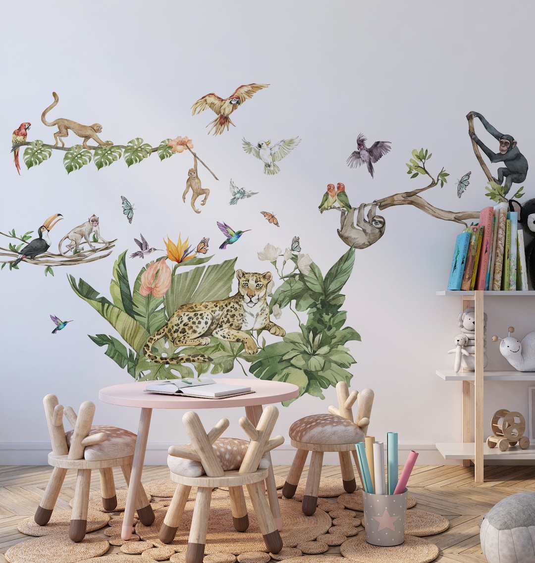 XXL Jungle Wall Decal, Jungle Wall Stickers, Cheetah Wall Decal ...